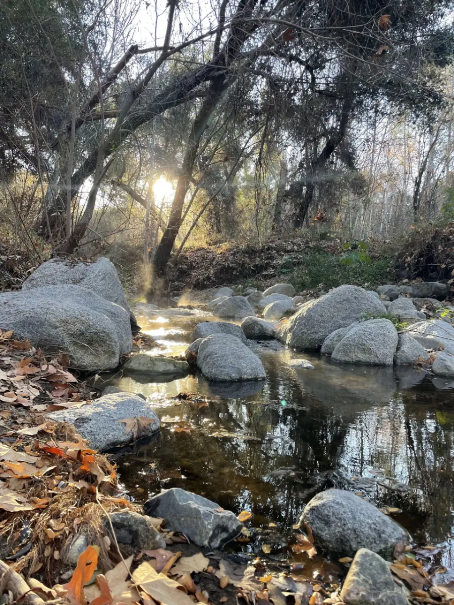 Clear pools and boulders under oaks along the Santa Margarita River